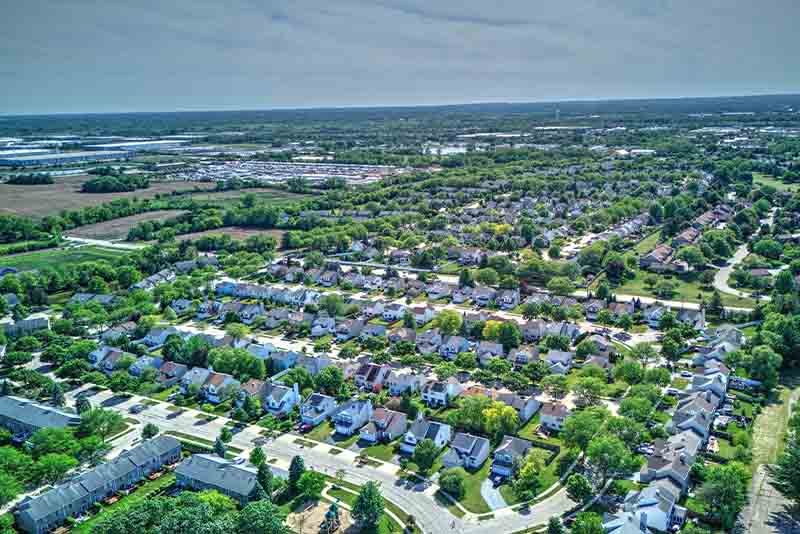 Aerial view of Amber Grove neighborhood, Bartlett IL