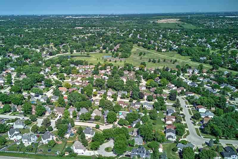 Aerial view of Apple Orchard neighborhood, Bartlett IL