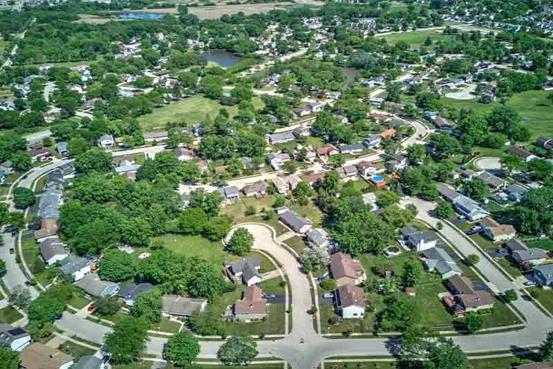 Aerial view of Country Place neighborhood, Bartlett IL