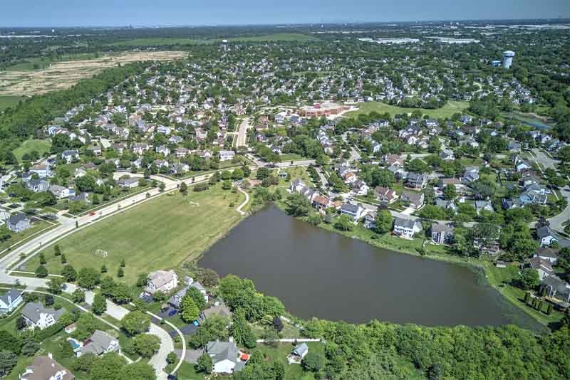 Aerial view of Fairfax Commons neighborhood, Bartlett IL